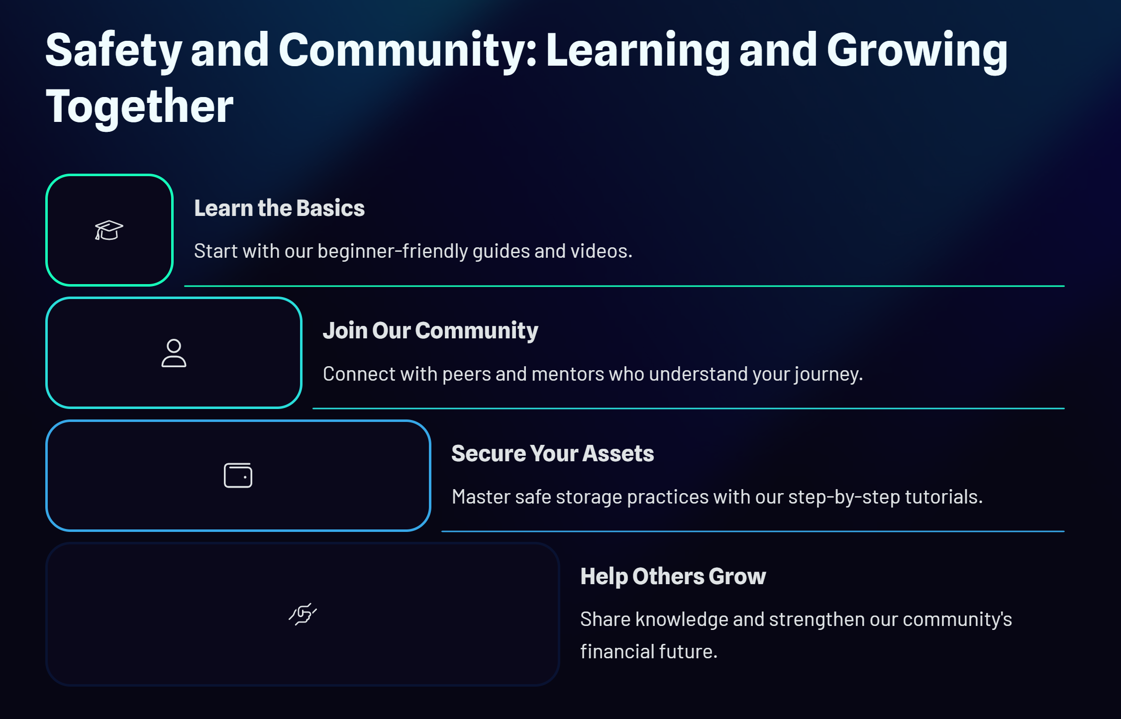 Safety and community learning steps for Bitcoin education